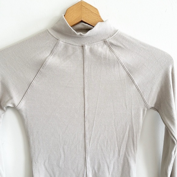 JOAH BROWN Tan/nude STITCH MOCK NECK LONG SLEEVE in Dune flex rib - Picture 4 of 8
